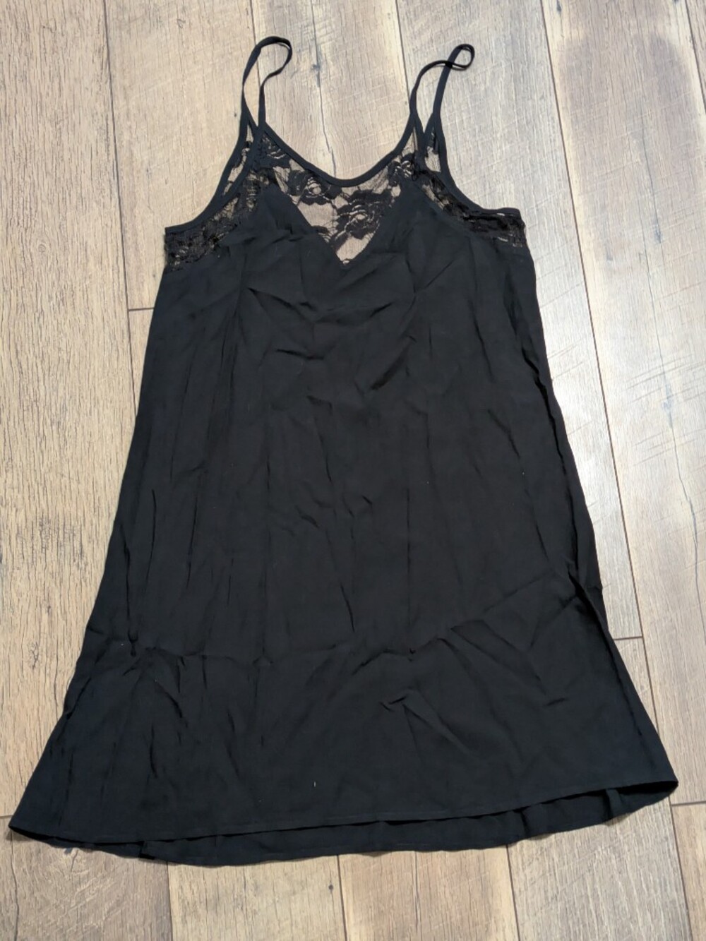 Bear Dance Black Slip Dress Medium NWOT Lace V-Neck Whimsigoth Witchy Romantic